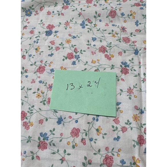 Vintage Floral Cotton Fabric 13x24" White Pink Yellow Blue Flowers Sewing & Craf - Picture 4 of 5